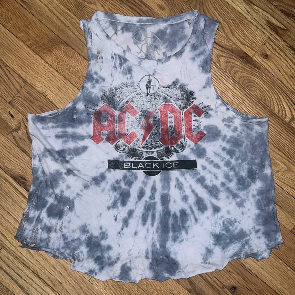 Custom Tie Dye Chaser AC/DC Cropped Tank Size L